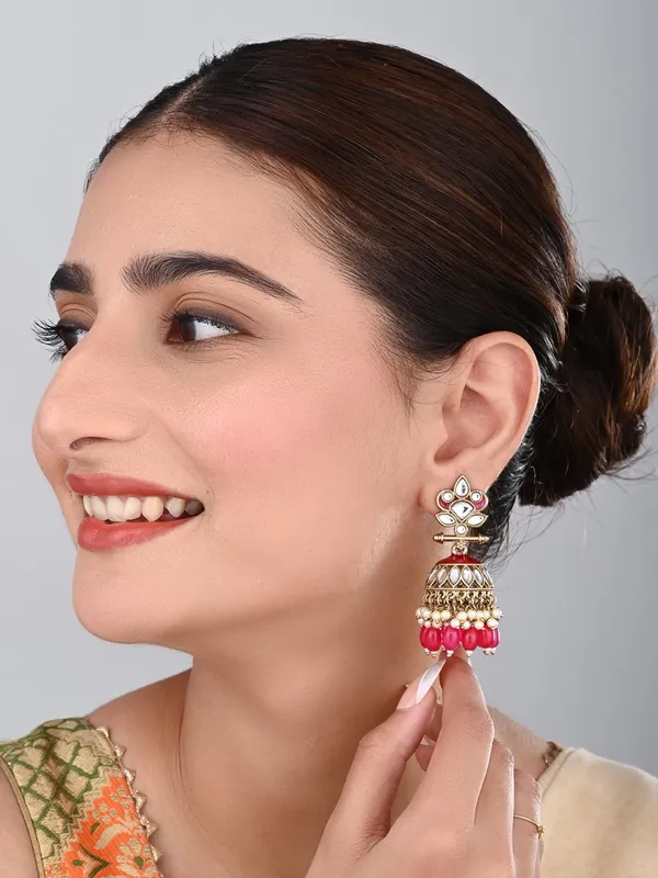 Gold_Plated_Kundan_&_Meenakari_Jhumka_Earrings