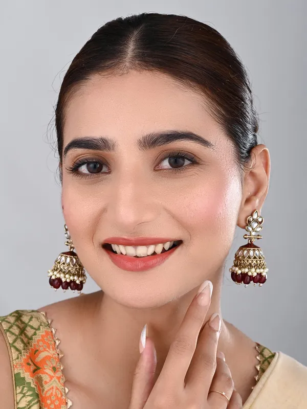 Gold_Plated_Kundan_&_Meenakari_Jhumka_Earrings