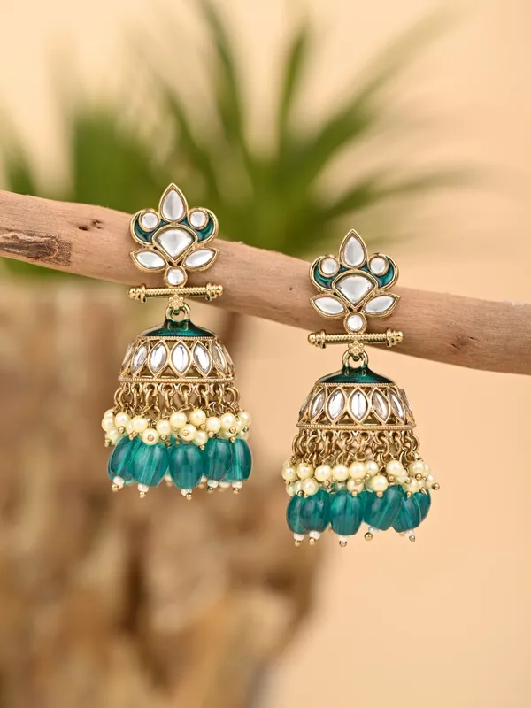 Gold_plated_Kundan_&_Meenakari_Jhumka_Earrings
