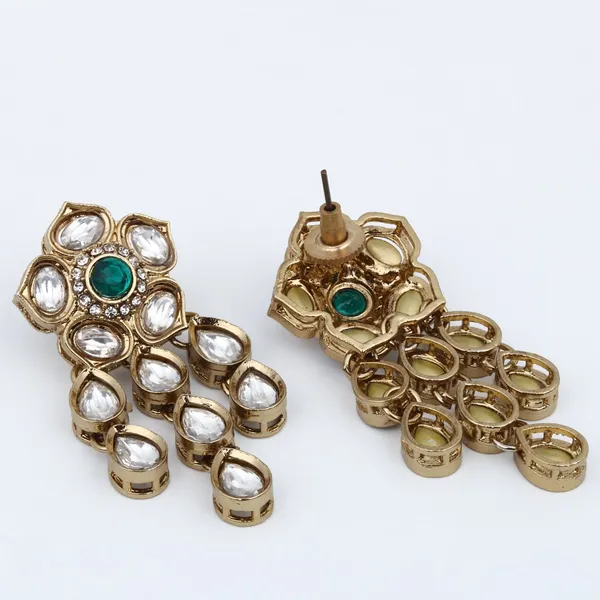 Gold_plated_Kundan_flower_drop_Earrings