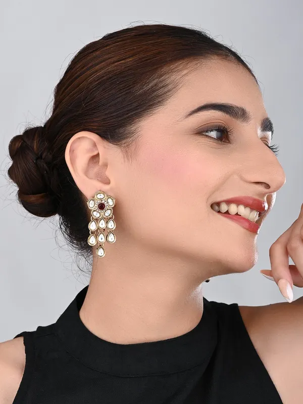 Gold_plated_Kundan_flower_drop_Earrings