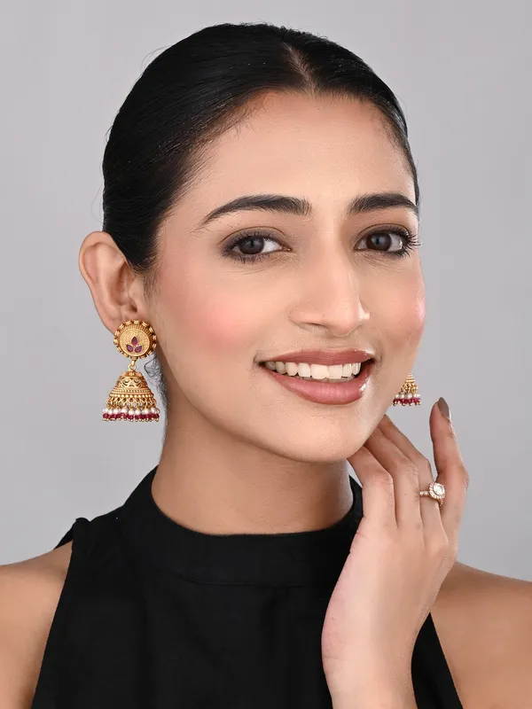 Antique_Gold-Plated_Temple_Jhumka_Earrings