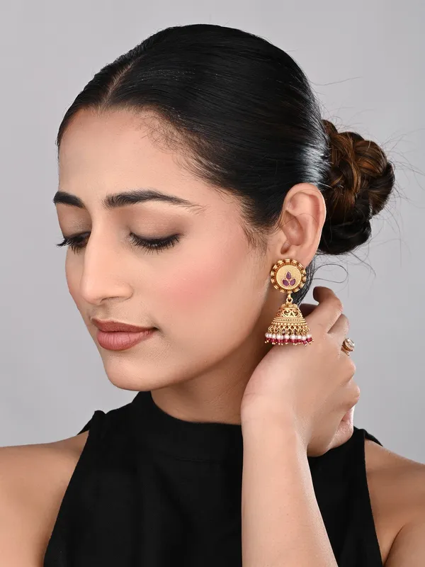 Antique_Gold-Plated_Temple_Jhumka_Earrings
