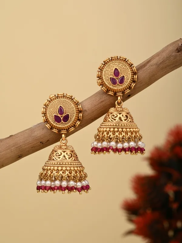 Antique_Gold-Plated_Temple_Jhumka_Earrings