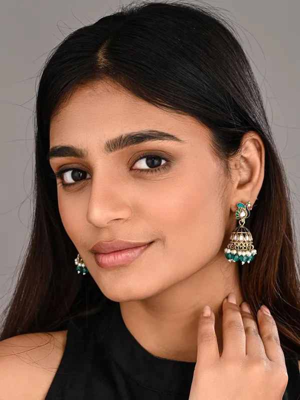 Peacock-inspired_jhumka_earrings