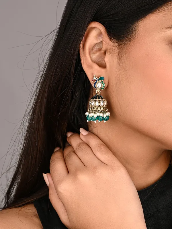 Peacock-inspired_jhumka_earrings