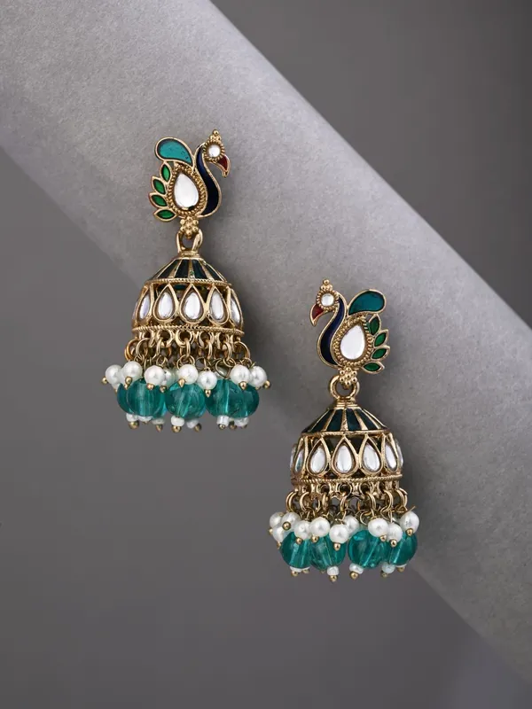 Peacock-inspired_jhumka_earrings