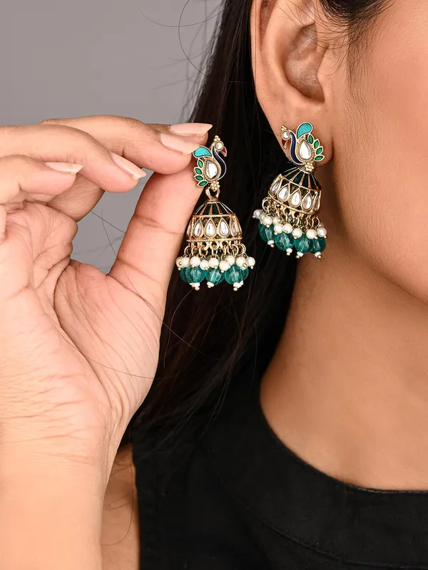 Peacock_Inspired_Jhumka_Earrings