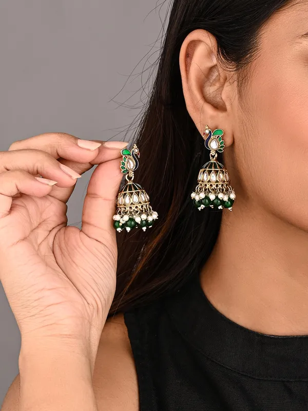 Peacock-inspired_jhumka_earrings