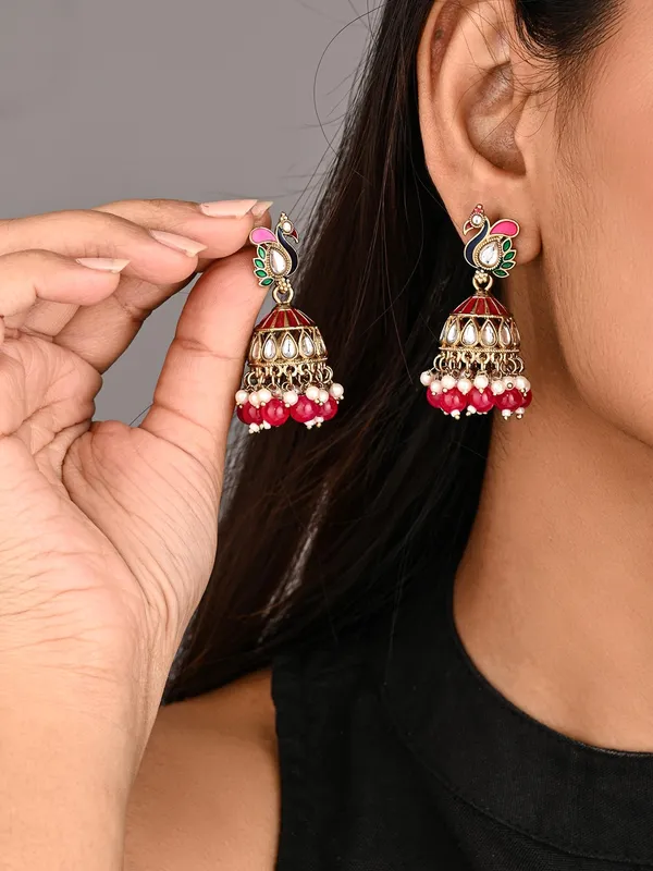 Peacock-inspired_jhumka_earrings