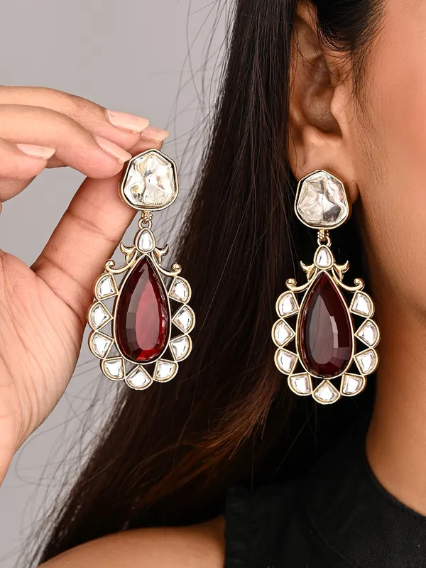 Gold_Plated_Kundan_Teardrop_Earrings_For_Women