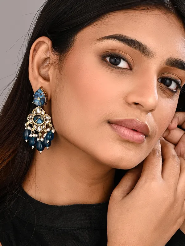 Gold-Plated_Kundan_Chandelier_Earrings_with_Bead_Drops