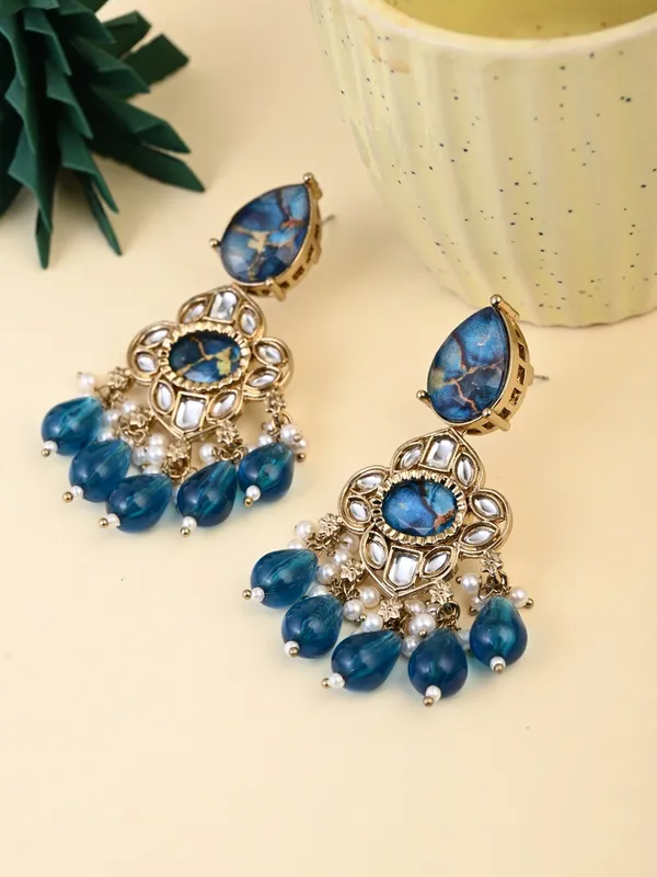 Gold-Plated_Kundan_Chandelier_Earrings_with_Bead_Drops