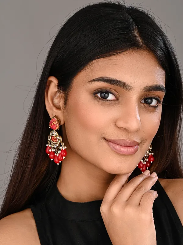 Gold_Plated_Kundan_Chandelier_Earrings_With_Bead_Drops