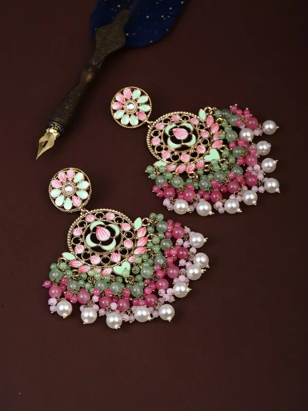 Vibrant_Chandbali_Pearl_Drop_Earrings