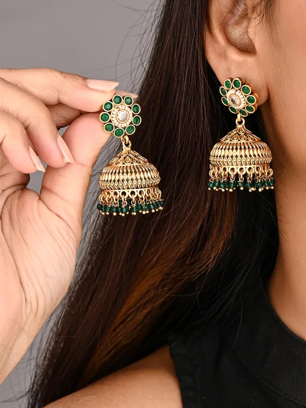 Emerald_Bloom_Copper_Jhumka_Earrings