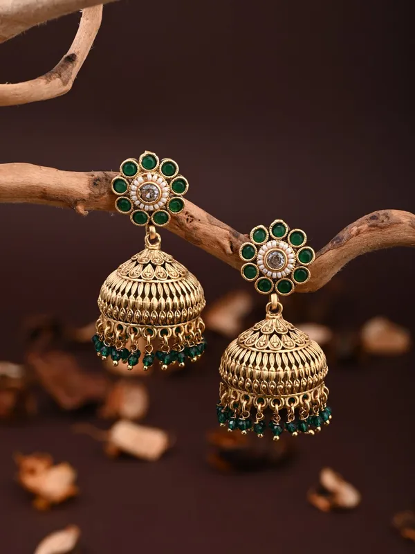 Emerald_Bloom_Copper_Jhumka_Earrings