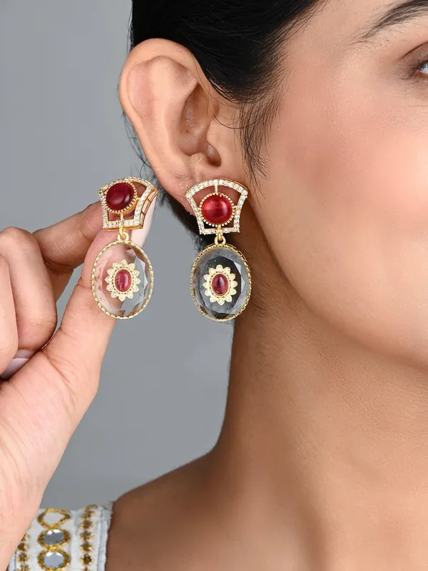 Monalisa_Stone_&_Gold-Tone_transparent_stone_Drop_Earrings