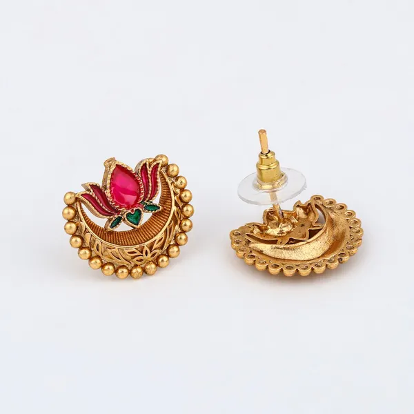 Antique_Gold-Tone_Pink_Lotus_Necklace_Set