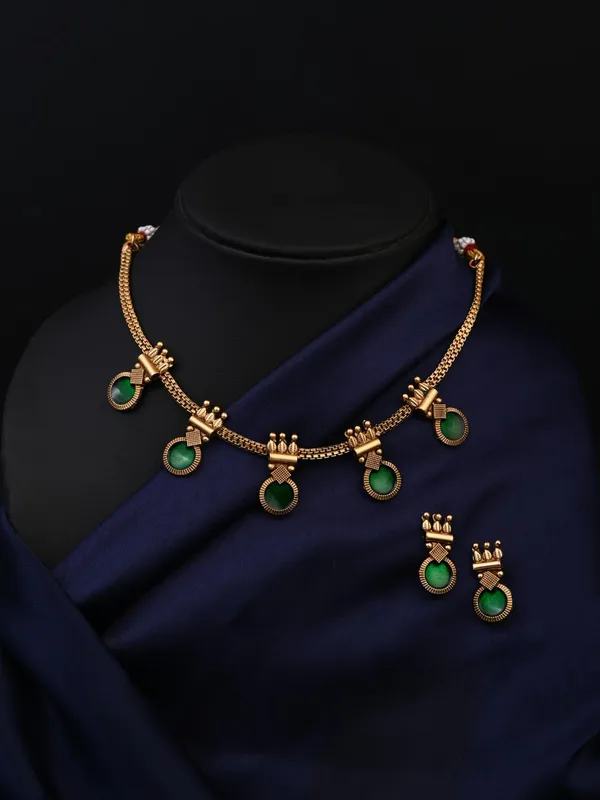 Gold-Tone_Green_Meenakari_Drop_Necklace_Set