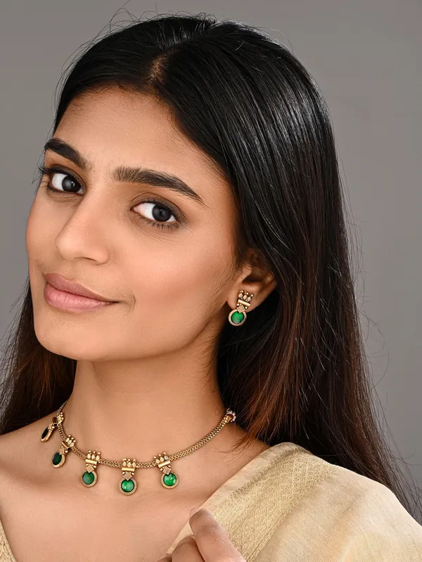 Gold-Tone_Green_Meenakari_Drop_Necklace_Set