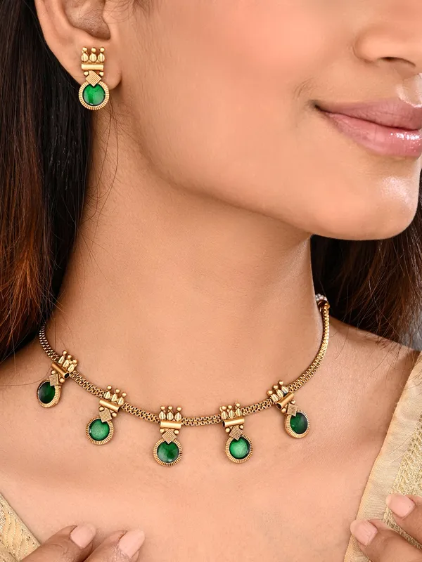 Gold-Tone_Green_Meenakari_Drop_Necklace_Set
