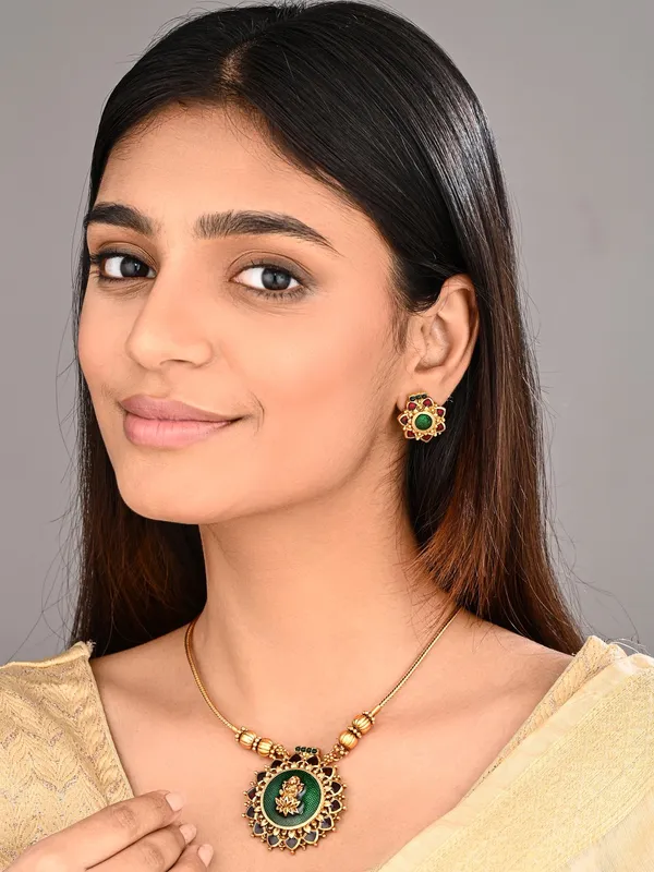 Antique_Gold_Goddess_Motif_Temple_Necklace_Set