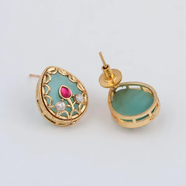 Tear_drop_Stone_Kundan_Pendant_Necklace_&_Stud_Earrings_Set_Red