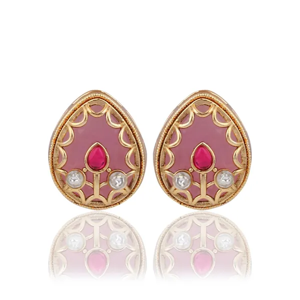 Tear_drop_Stone_Kundan_Pendant_Necklace_&_Stud_Earrings_Set_Red