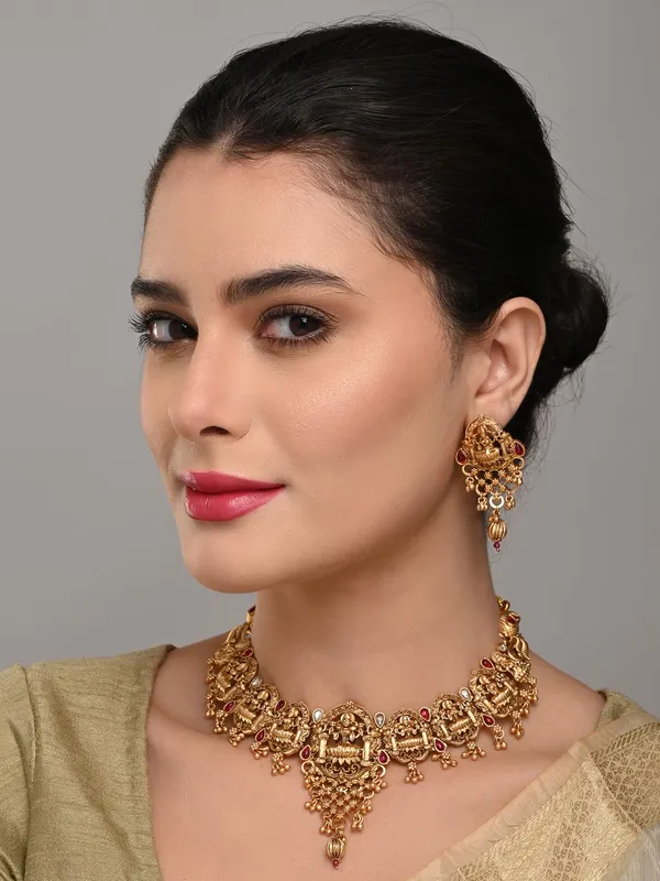 Laxmi_Temple_Necklace_Set_with_Red_stones