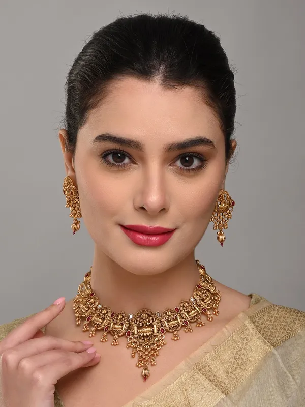 Laxmi_Temple_Necklace_Set_with_Red_stones