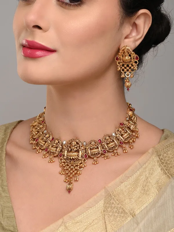 Laxmi_Temple_Necklace_Set_with_Red_stones