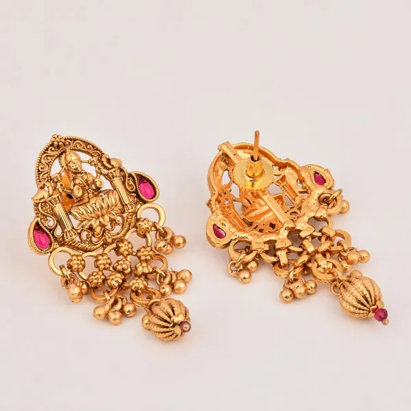 Laxmi_Temple_Necklace_Set_With_Red_Stones