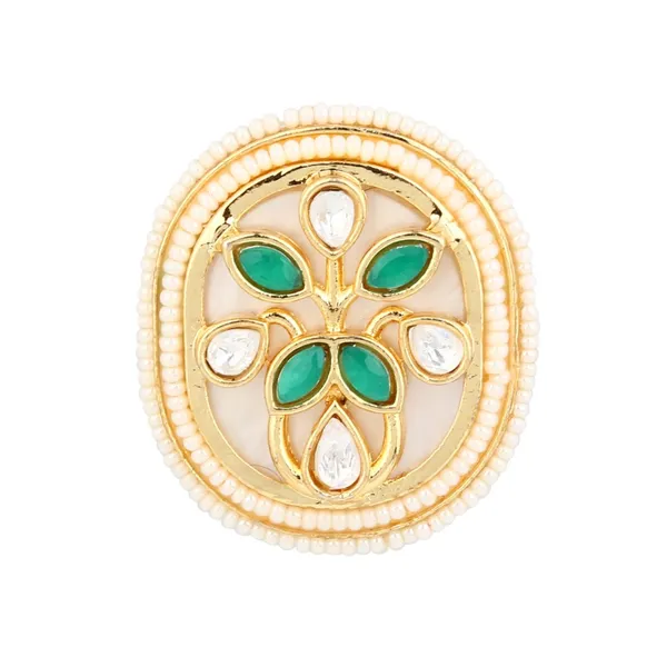 Green_stone_&_Kundan_Oval_Statement_Ring_with_MOP