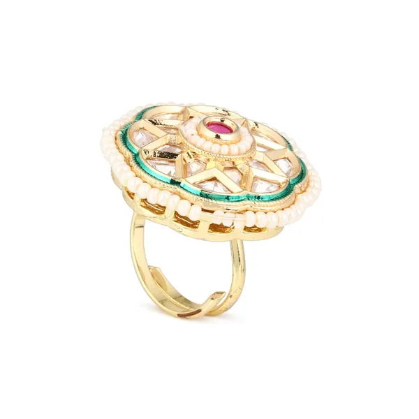 Green_enamel_Kundan_Floral_Ring