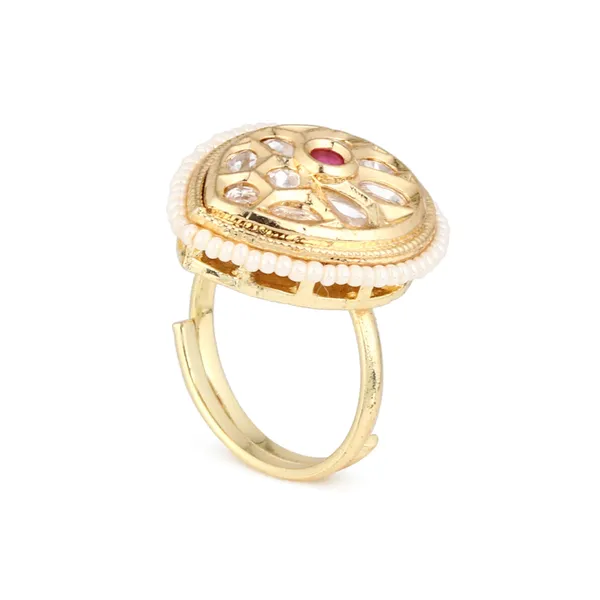 Teardrop_Kundan_Floral_Pearl_Brass_Ring