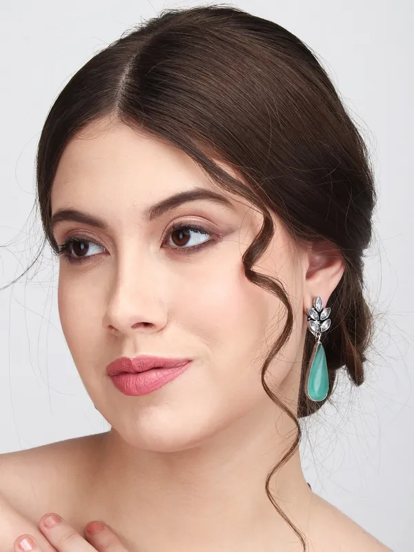 Mint_Petal_Crystal_Drop_Earrings