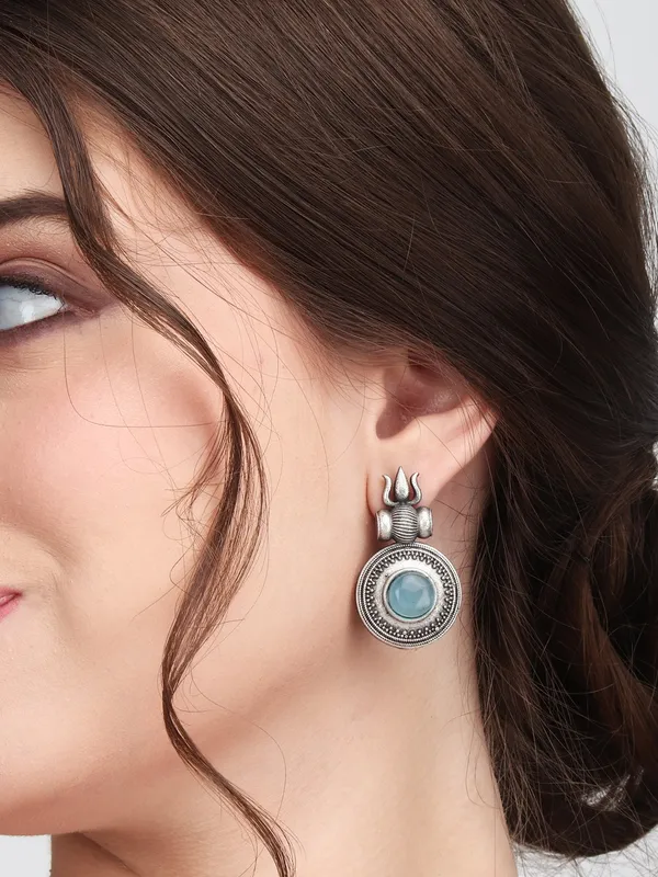 Antique_Silver_Lotus_Motif_Stud_Earrings