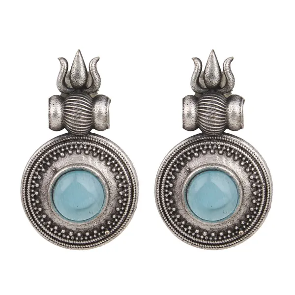 Antique_Silver_Lotus_Motif_Stud_Earrings