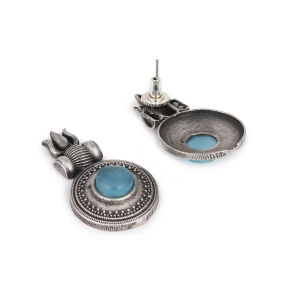 Antique_Silver_Lotus_Motif_Stud_Earrings