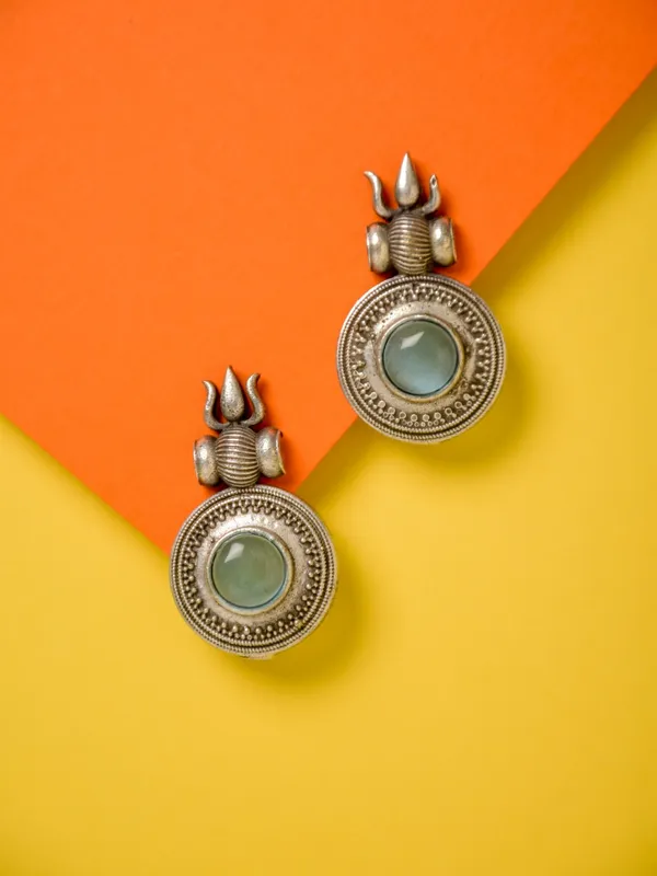Antique_Silver_Lotus_Motif_Stud_Earrings