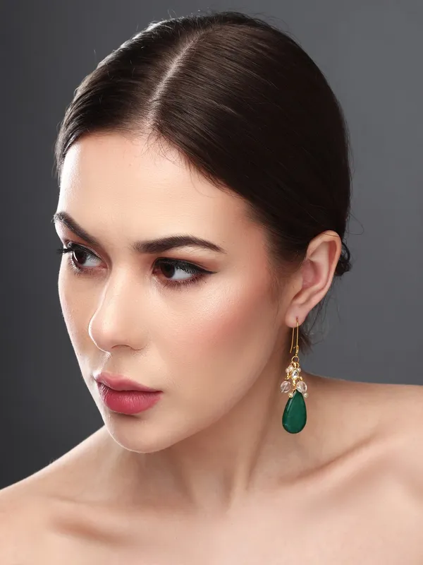 Gold_Finish_Green_Stone_Drop_Earrings