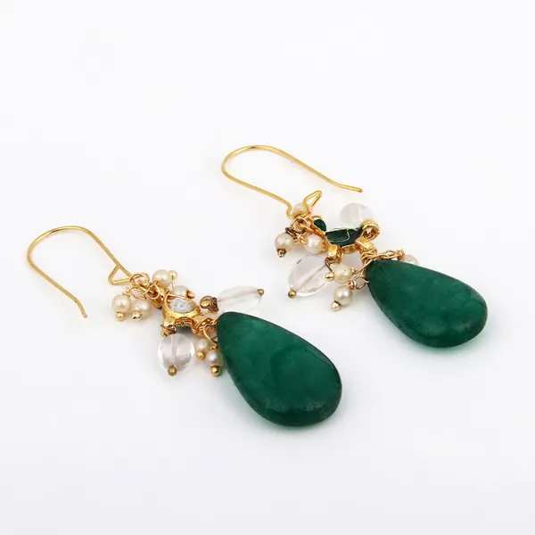 Gold_Finish_Green_Stone_Drop_Earrings