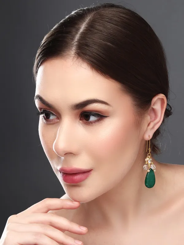 Gold_Finish_Green_Stone_Drop_Earrings