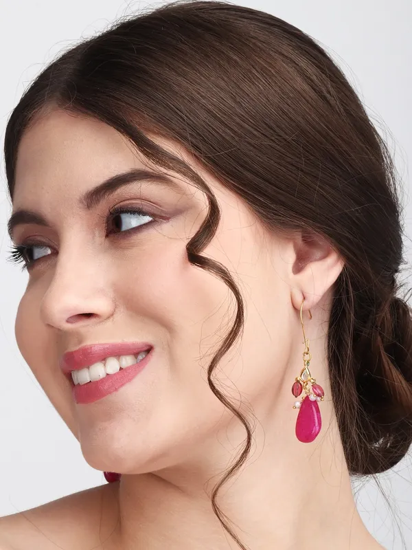 Gold_Finish_Pink_Stone_Drop_Earrings