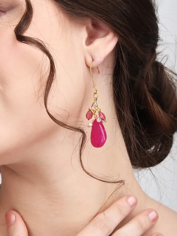 Gold_Finish_Pink_Stone_Drop_Earrings