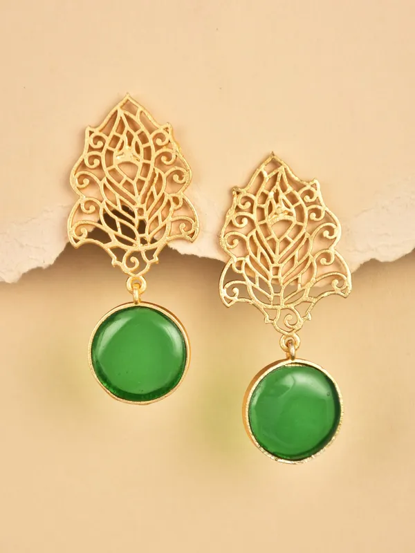 Gold_Filigree_Green_Stone_Drop_Earrings