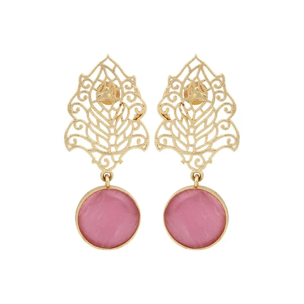 Gold_Filigree_Pink_Stone_Drop_Earrings