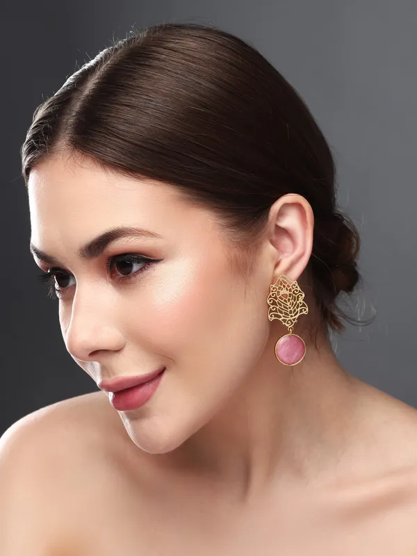 Gold_Filigree_Pink_Stone_Drop_Earrings