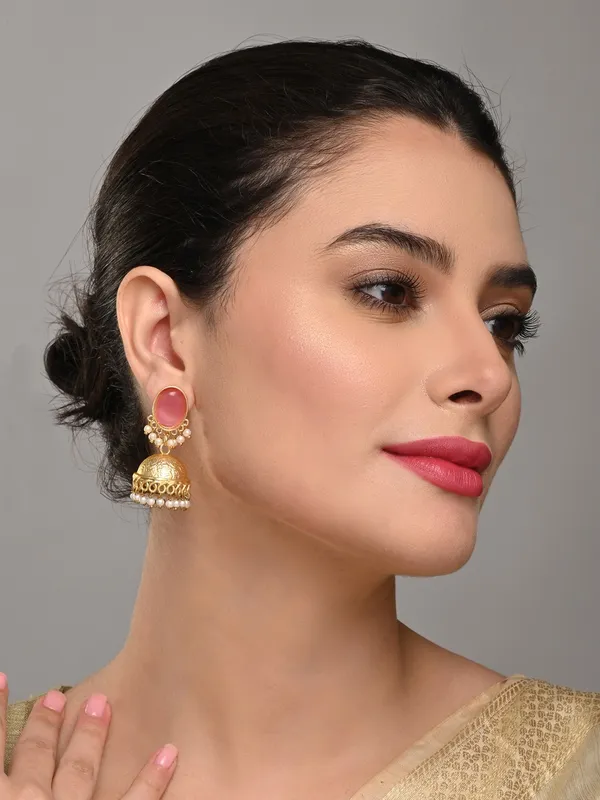 Gold_Finish_Pearl_Dome_Jhumka_Earrings
